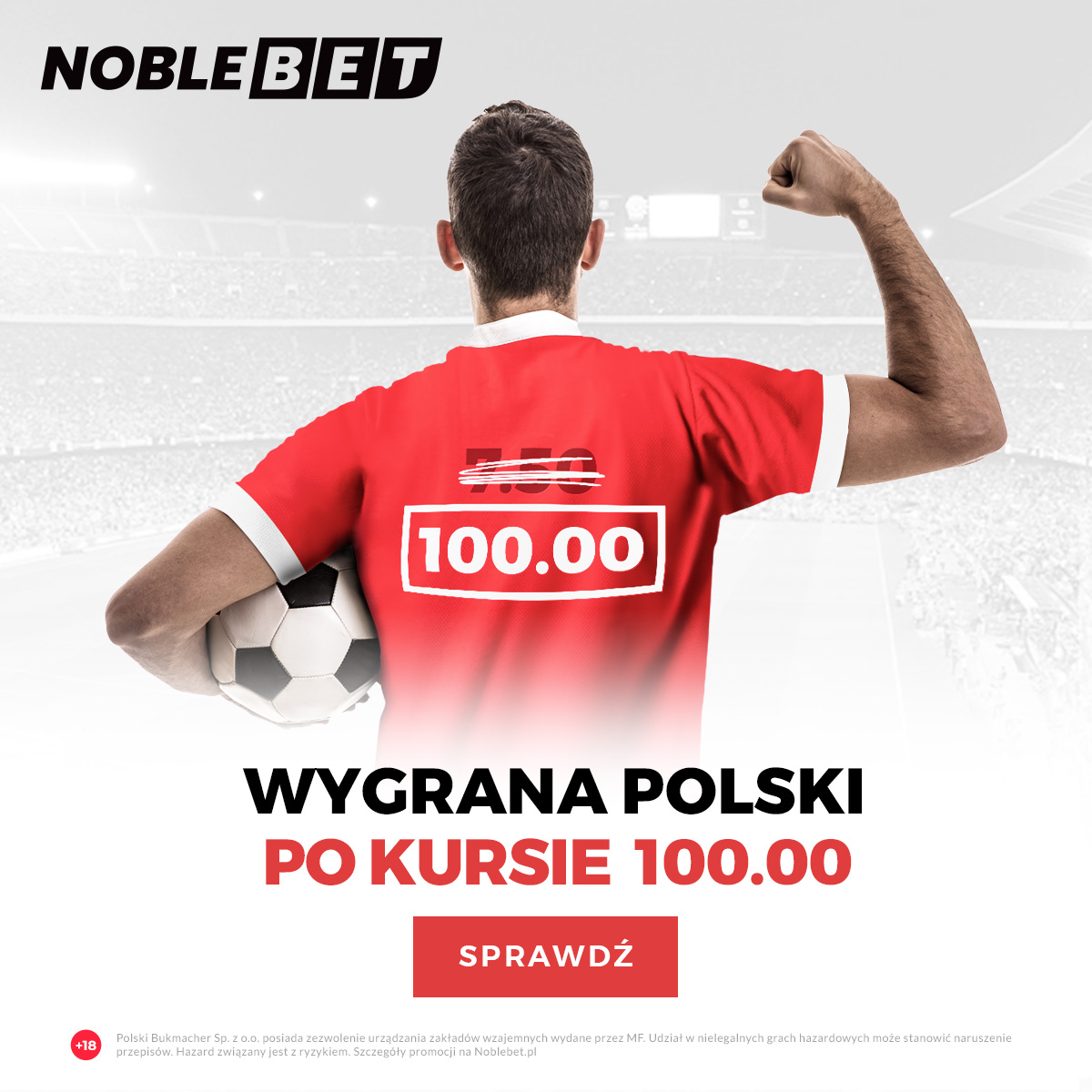 Wygrana Polski po kursie 100.00 w Noblebet