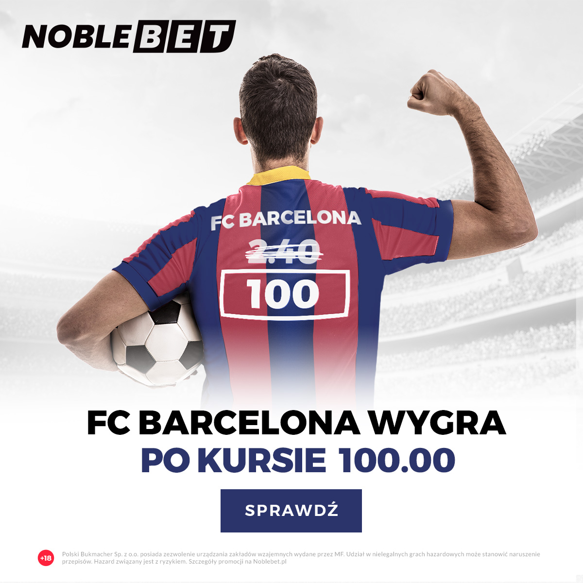 FC Barcelona wygra po kursie 100.00 – promocja Noblebet